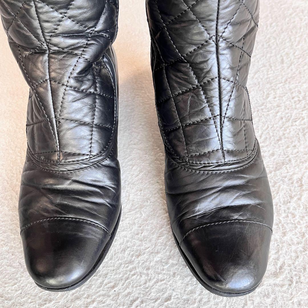 CHANEL シャネル ロングブーツ マトラッセ ココマーク サイドジップ