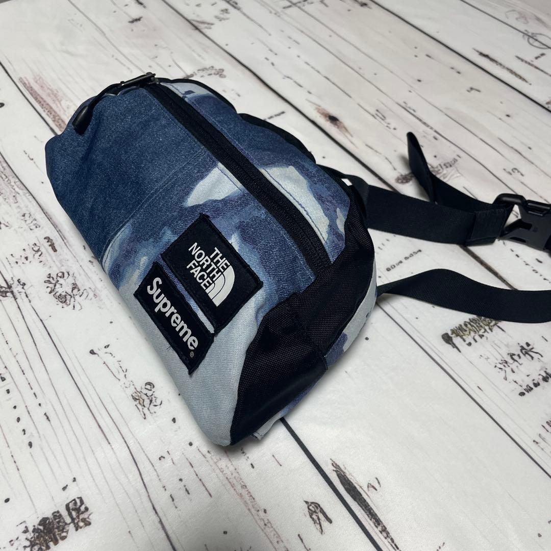 Supreme ノースフェイス　ボディバッグ　ウエストポーチ　デニム柄　青黒