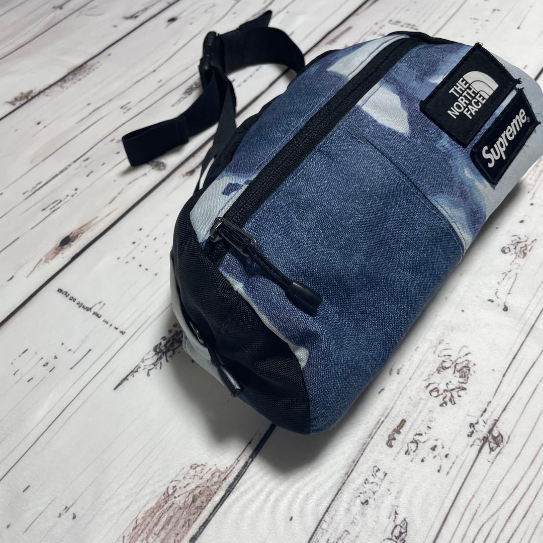 Supreme ノースフェイス　ボディバッグ　ウエストポーチ　デニム柄　青黒
