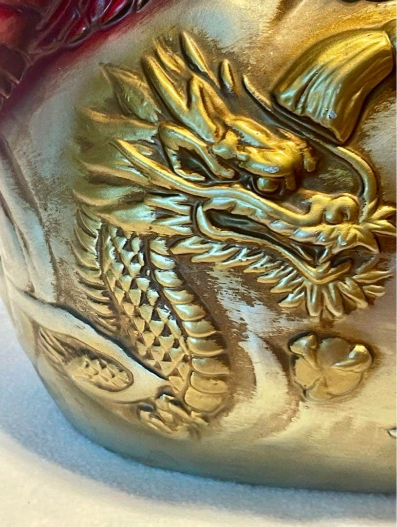 七福神の陶器彫刻 赤と金 約30cm