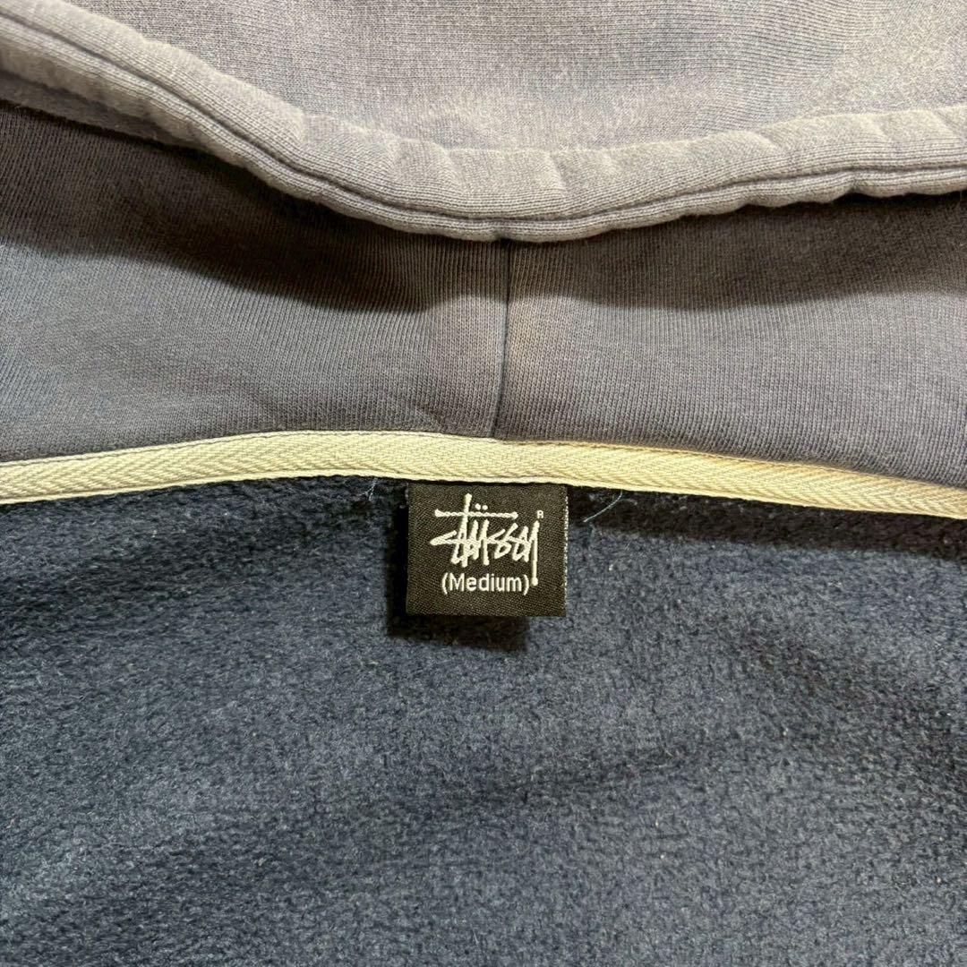 old stussy ジップアップパーカー　Sロゴ　フェード　ナス紺　ネイビー