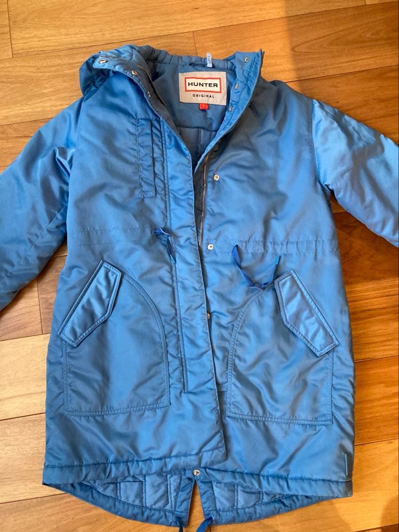 【HUNTER】フード付きブルーロング エコダウンジャケット