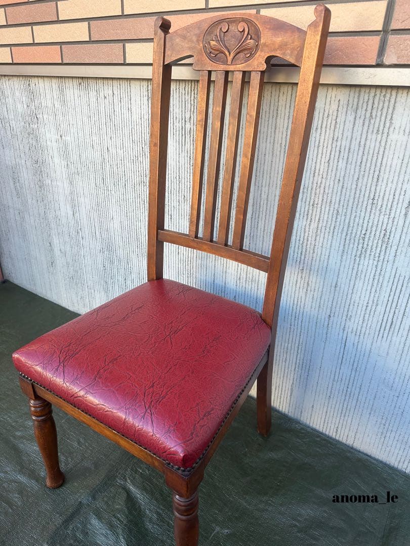 【ダイニングチェア】木製　ハイバック　スラットバックチェア　英国ヴィンテージ◎