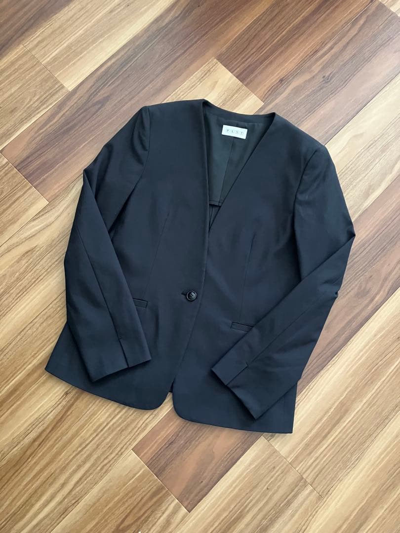 美品 PLST プラステ セットアップパンツスーツ 黒 M S リネンブレンド