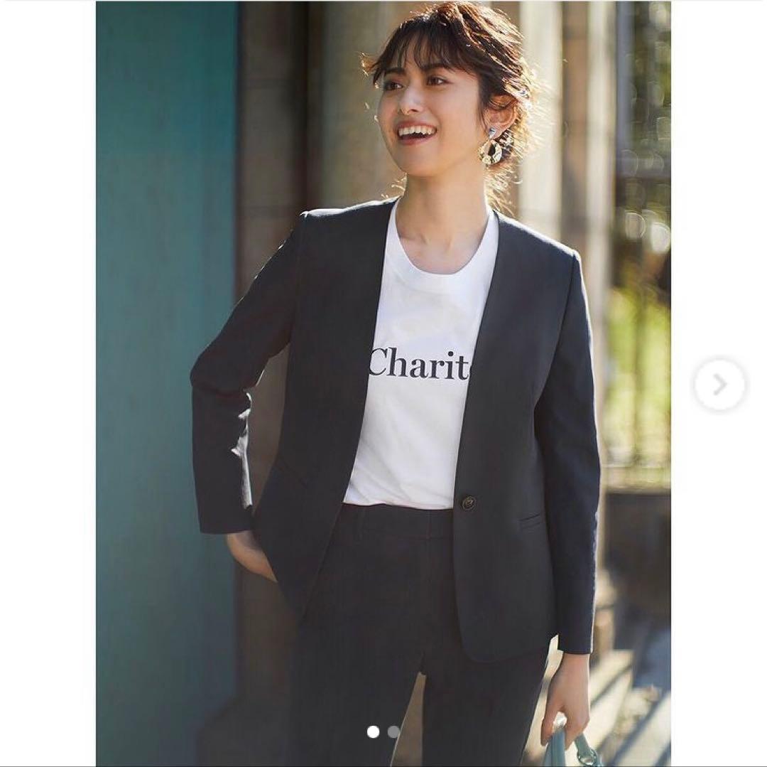 美品 PLST プラステ セットアップパンツスーツ 黒 M S リネンブレンド