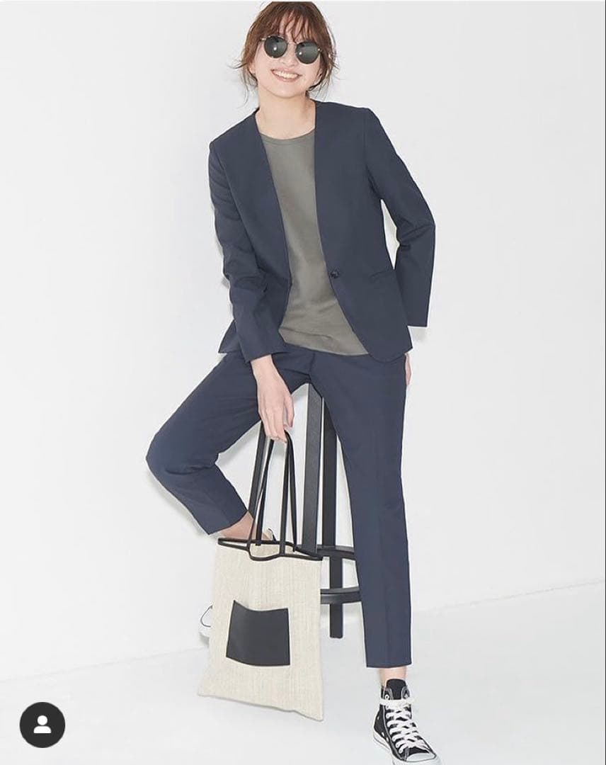 美品 PLST プラステ セットアップパンツスーツ 黒 M S リネンブレンド