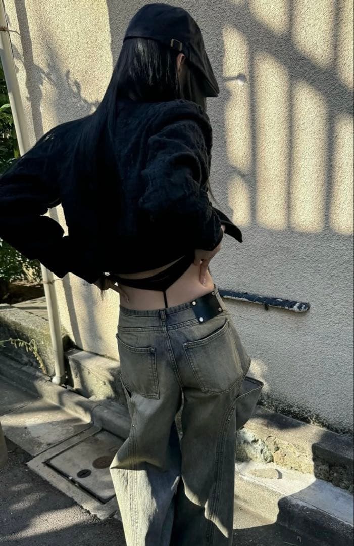 ♡美品♡theredthread/S cutting pants/black黒