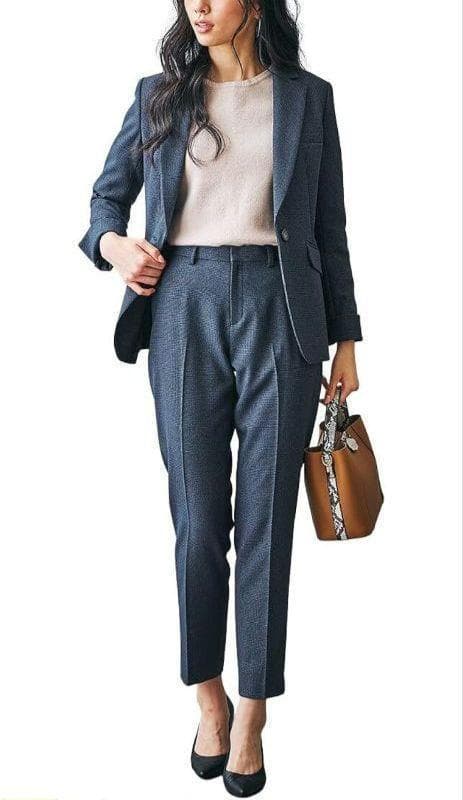 テーパード パンツスーツ 上下 冬スーツ 洗える ストレッチ 卒業式 フォーマル