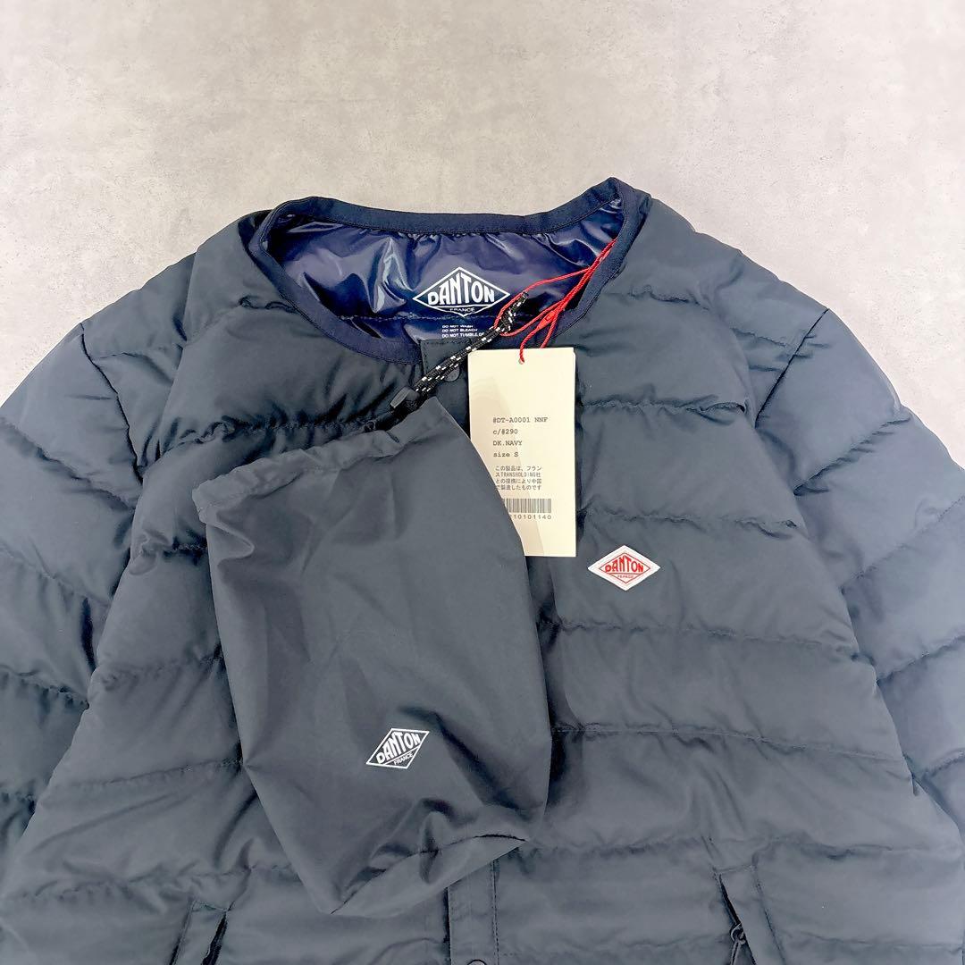 新品◇DANTON インナーダウン クルーネックジャケット◇タークネイビーS