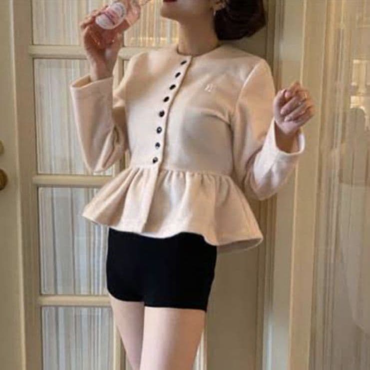 【美品】bibiy. ビビィ　ペプラムカーディガン ピンク M カットソー　長袖