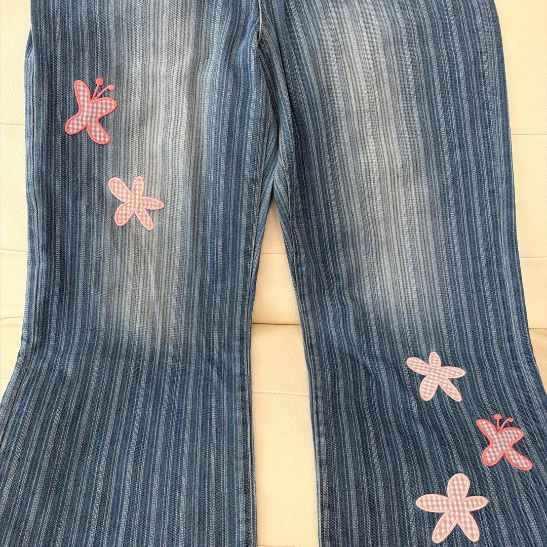 パッチワーク ストライプ デニムパンツ　 TINA：JOJUN