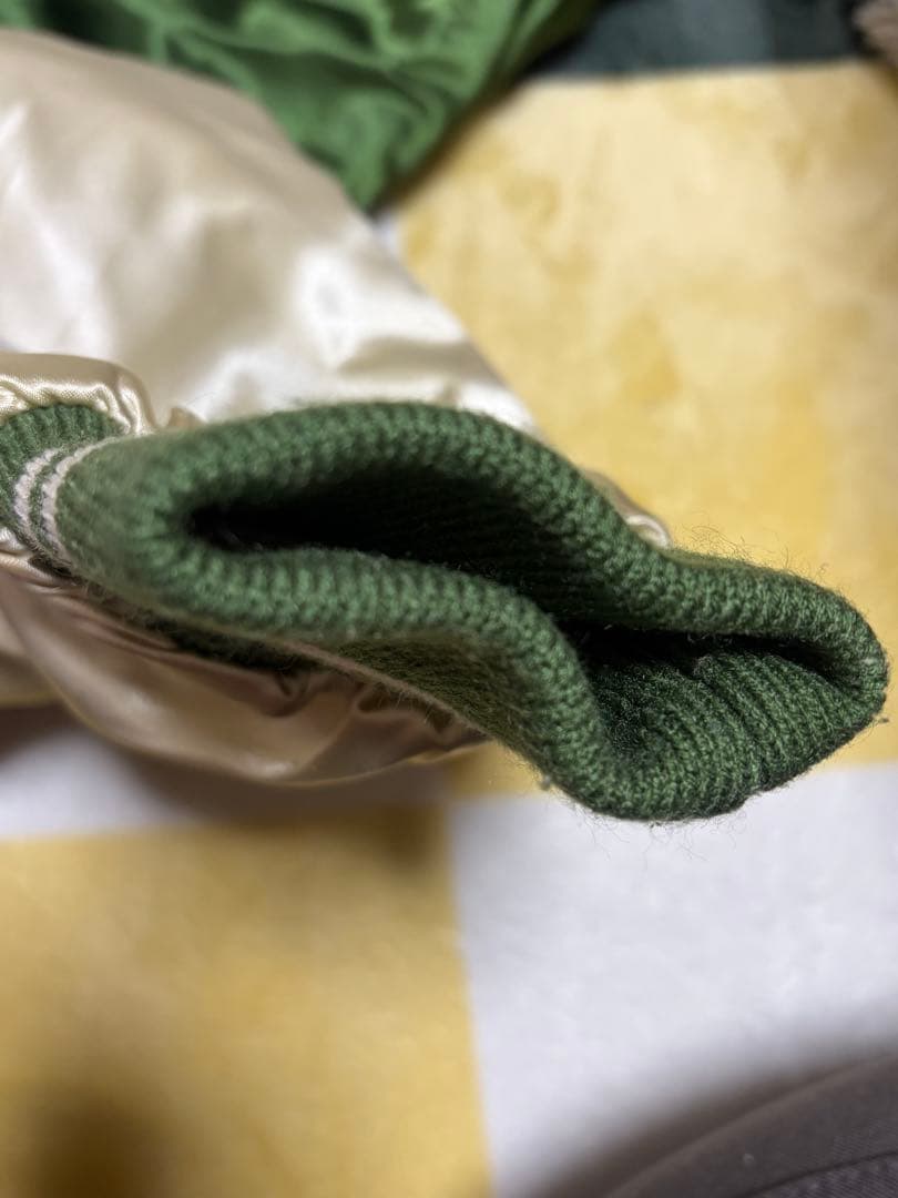 ヴィンテージ ドラゴン刺繍 緑クリーム スカジャン