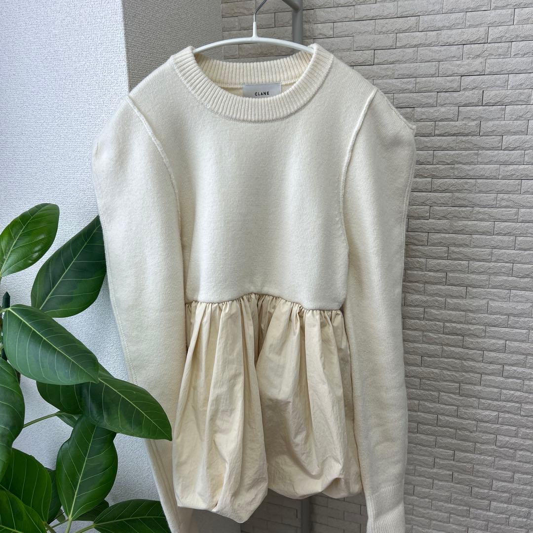 DOCKING POWERSHOULDER KNIT TOPS クラネ