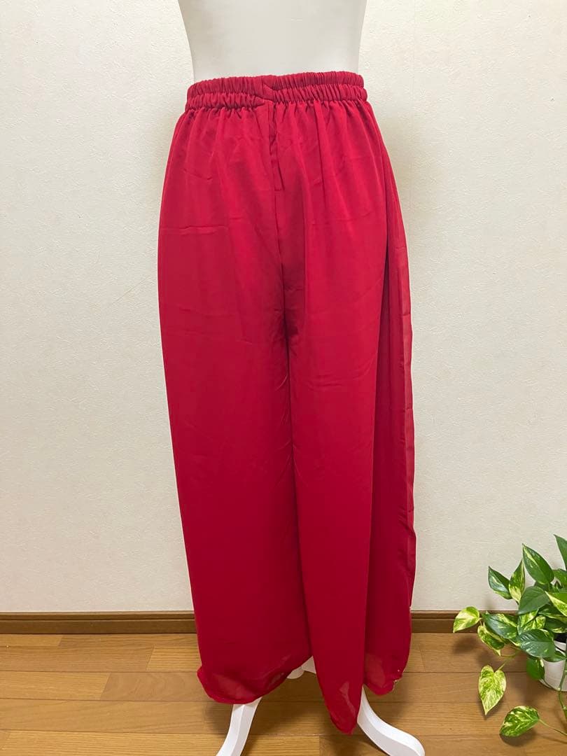 インド民族衣装高級レッド刺繍クルタセット／豪華インドパーティードレス【OT14】