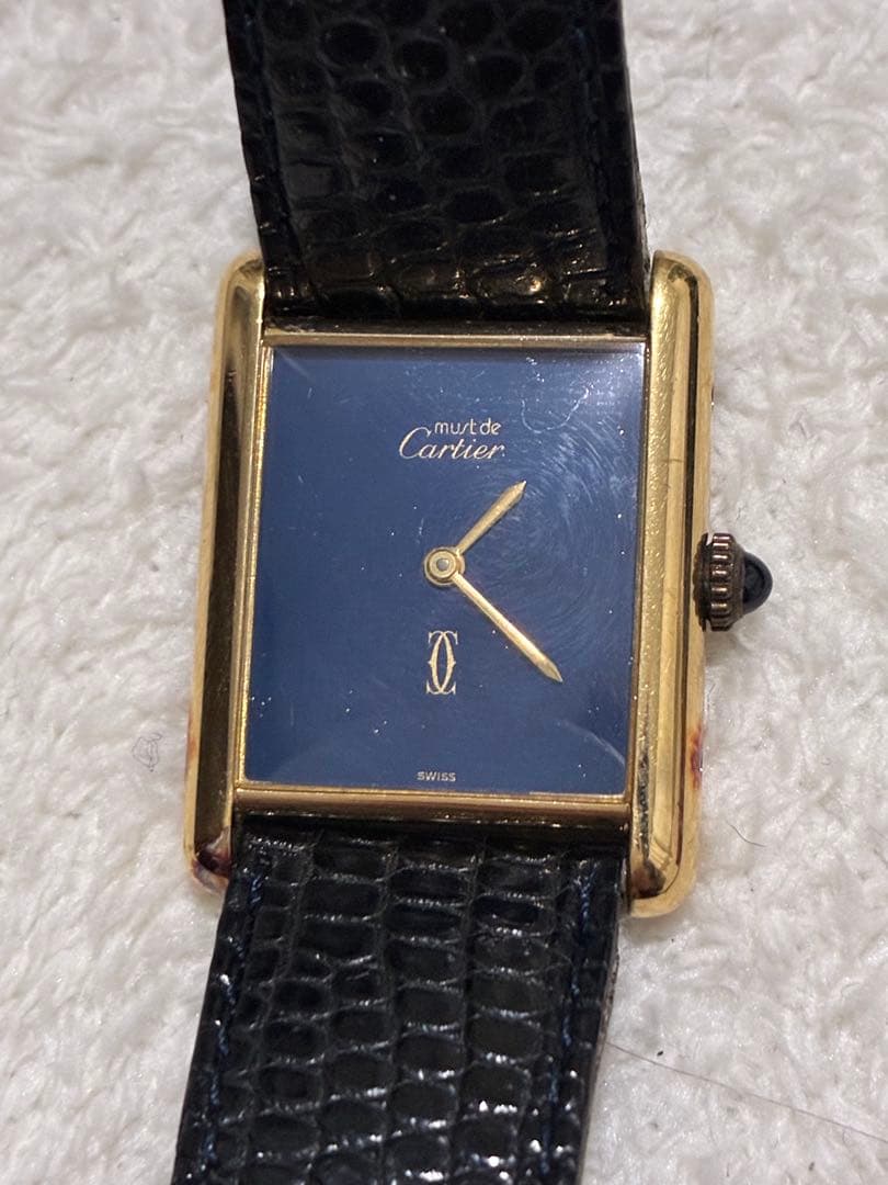 Cartier マストタンク SM ヴェルメイユ 手巻き時計 ラピスラズリ文字盤