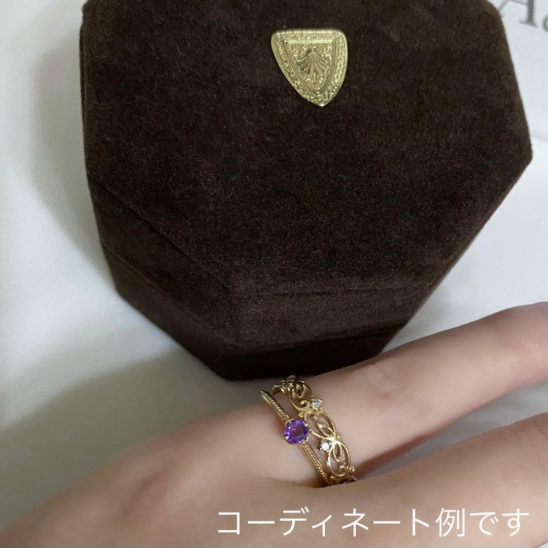 agete K10 アメジスト ２月誕生石 マザーリング ５号 販売証明書あり