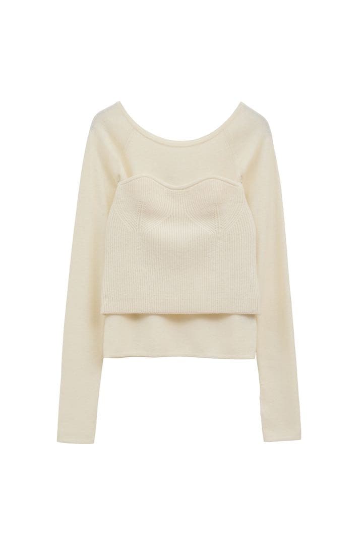 CLANE BUSTIER SET KNIT TOPS アイボリー