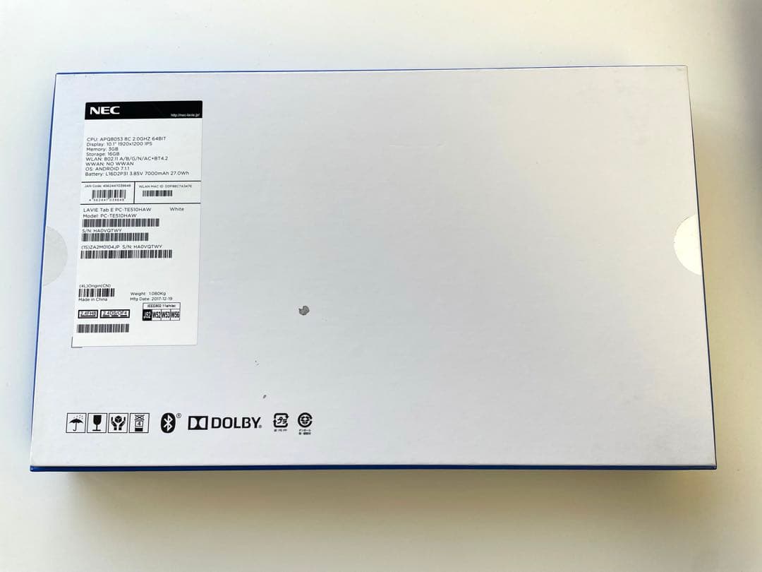 【美品】NEC LAVIE Tab ホワイト タブレット