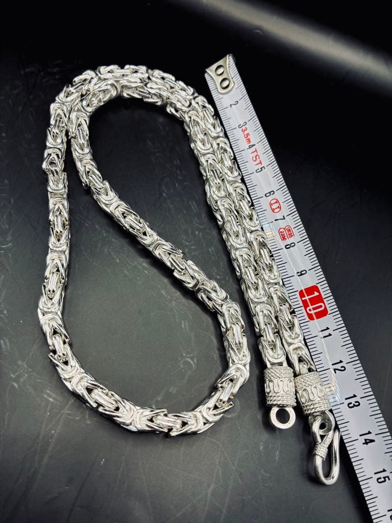 ドラゴンボーンシルバーチェーン 編み込みデザインネックレス ウォレットチェーン