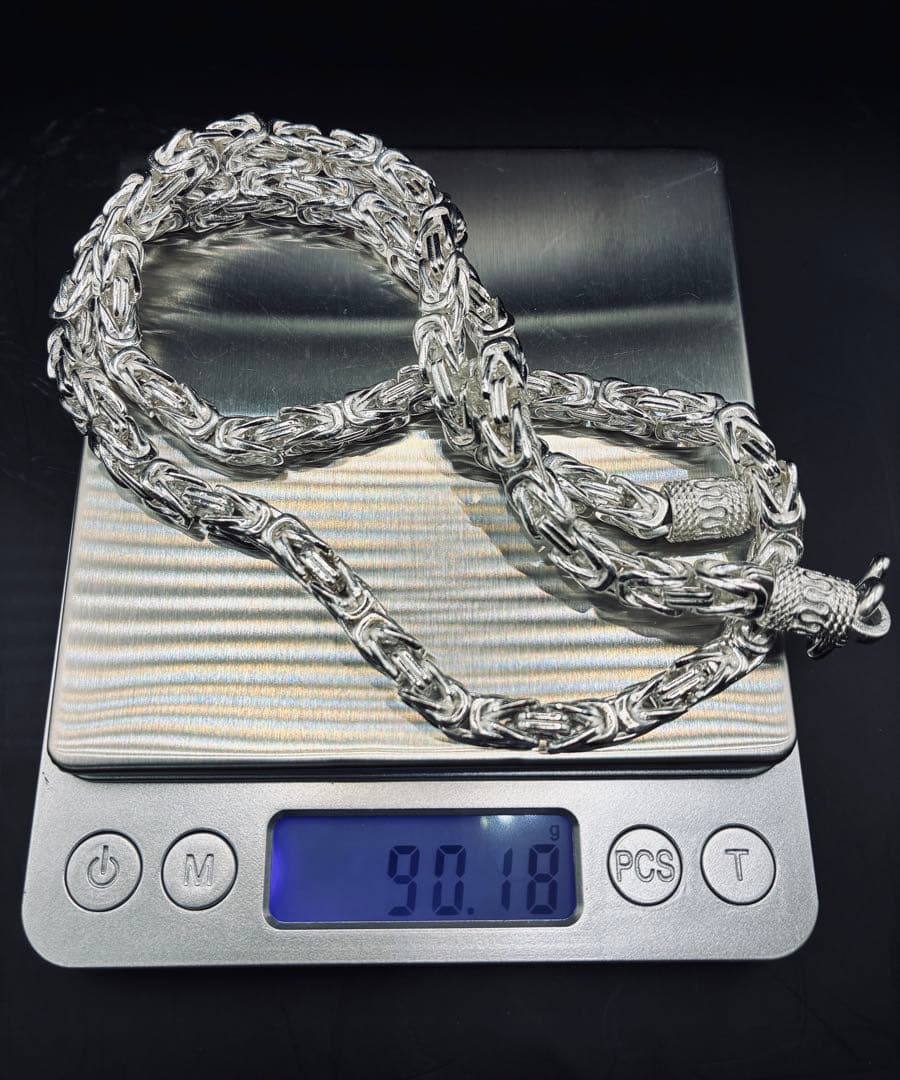 ドラゴンボーンシルバーチェーン 編み込みデザインネックレス ウォレットチェーン