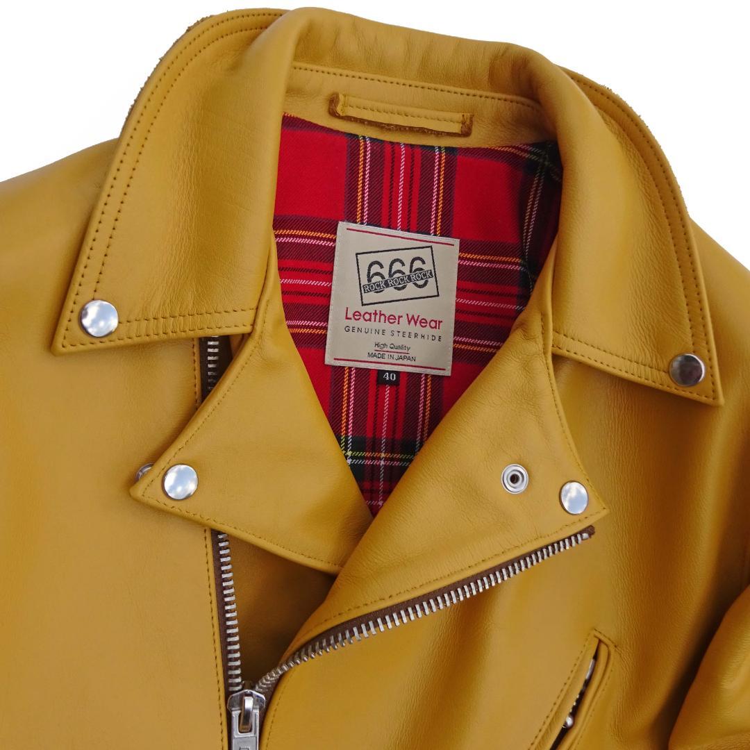 666 Leather Wearトリプルシックスサイクロンライダースイエロー40