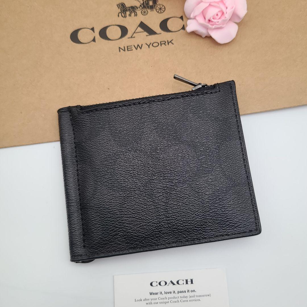 新品　COACH　コーチ　マネークリップ　折り財布　正規品