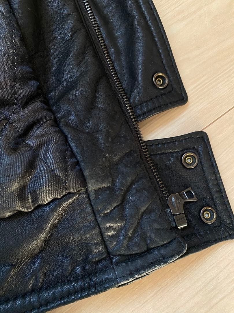 RUFFO （ルッフォ） レザージャケット ブラック ダブルポケット フード付き