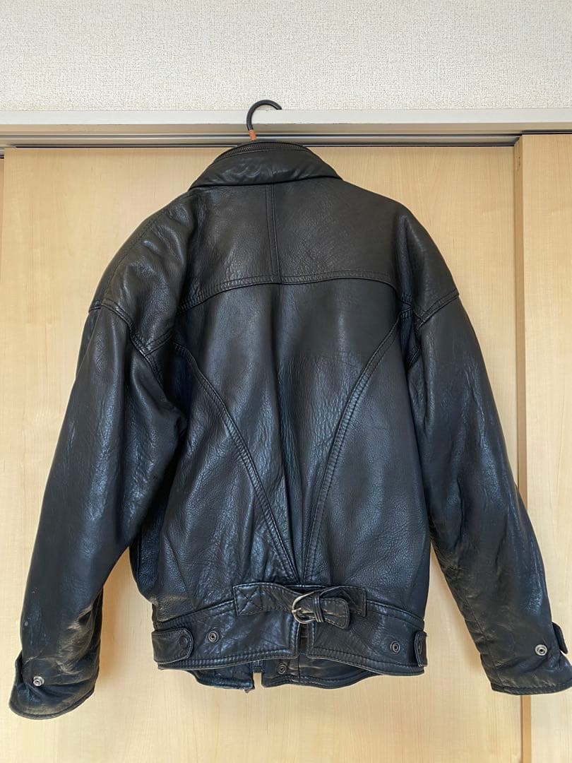 RUFFO （ルッフォ） レザージャケット ブラック ダブルポケット フード付き
