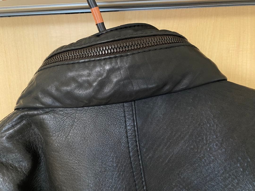 RUFFO （ルッフォ） レザージャケット ブラック ダブルポケット フード付き