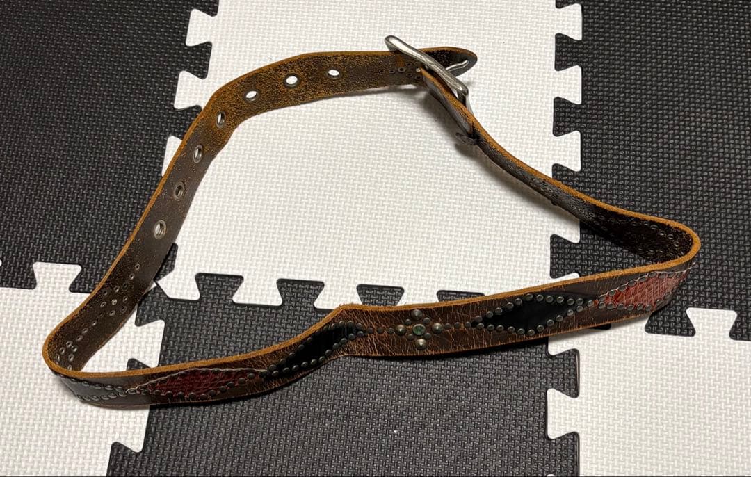 HTC スタッズベルト #53 ピーナッツ ブラウン 38インチ エイジング極上