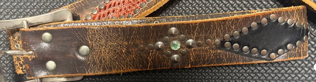 HTC スタッズベルト #53 ピーナッツ ブラウン 38インチ エイジング極上