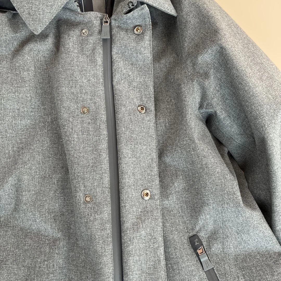 Herno グレー ダウンジャケット フード　ヘリンボーン