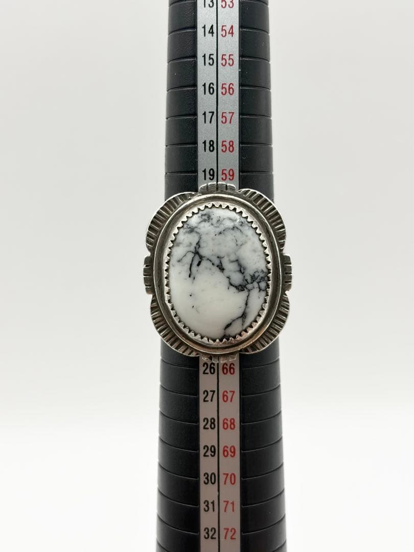 ナバホ族 シルバー925 ホワイトバッファローリング インディアンジュエリー