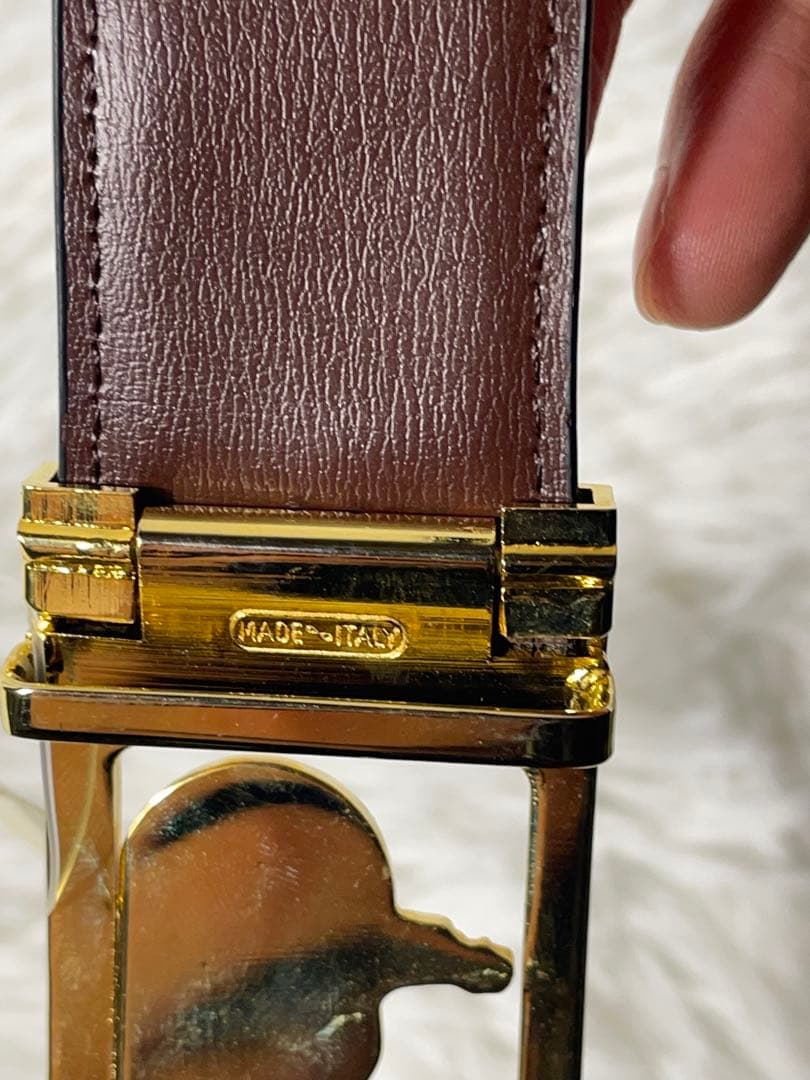 美品　CELINE セリーヌ 馬車 バックル レザーベルト 黒 イタリア製