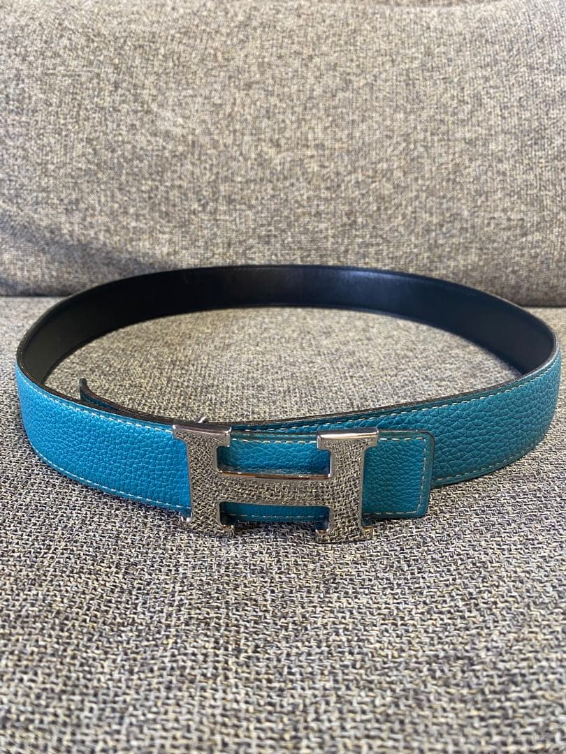 HERMES エルメス Hベルト リバーシブル ブラック ブルージーン