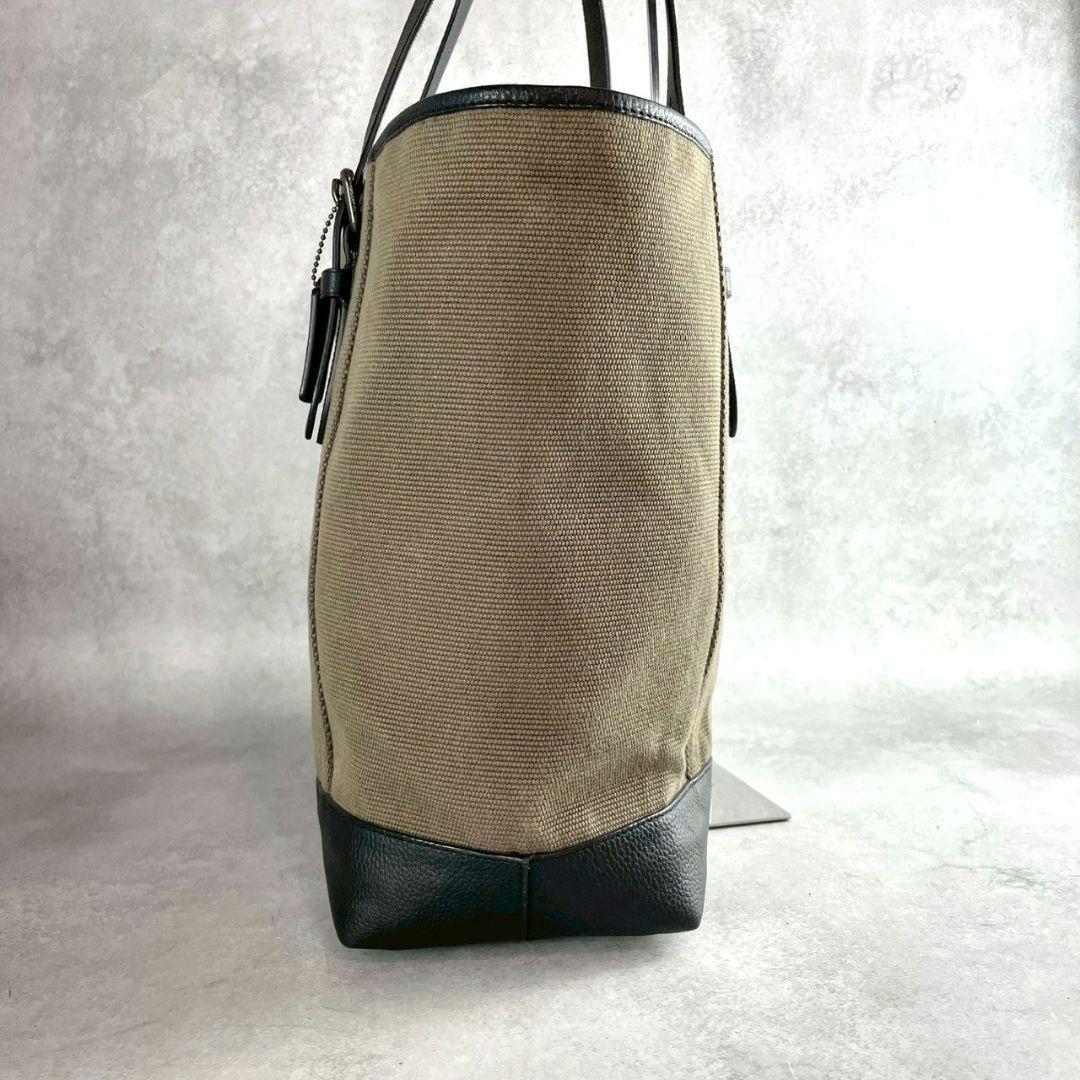 未使用級 レア コーチ トートバッグ レザー 大容量 A4 ロゴ カーキ 黒