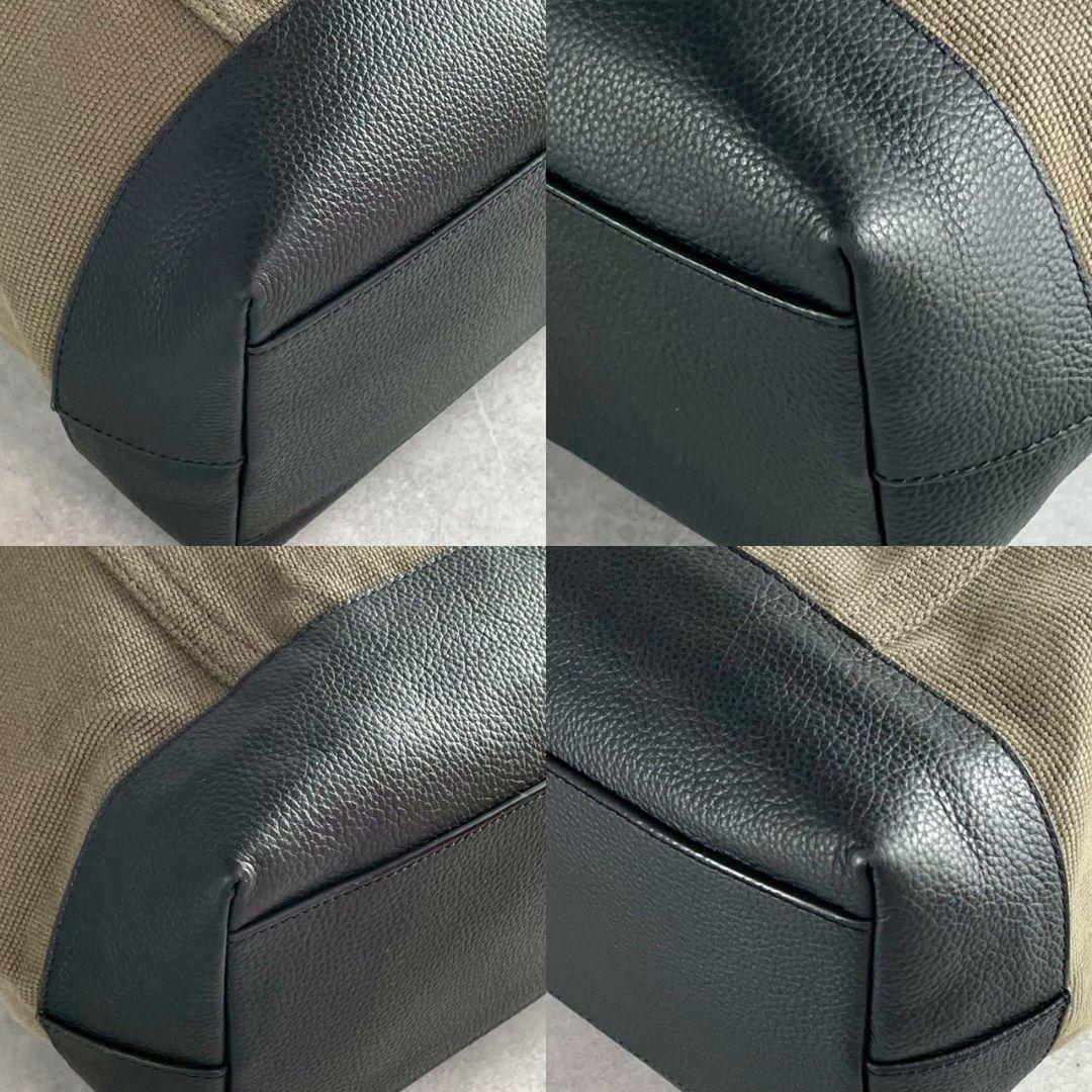 未使用級 レア コーチ トートバッグ レザー 大容量 A4 ロゴ カーキ 黒