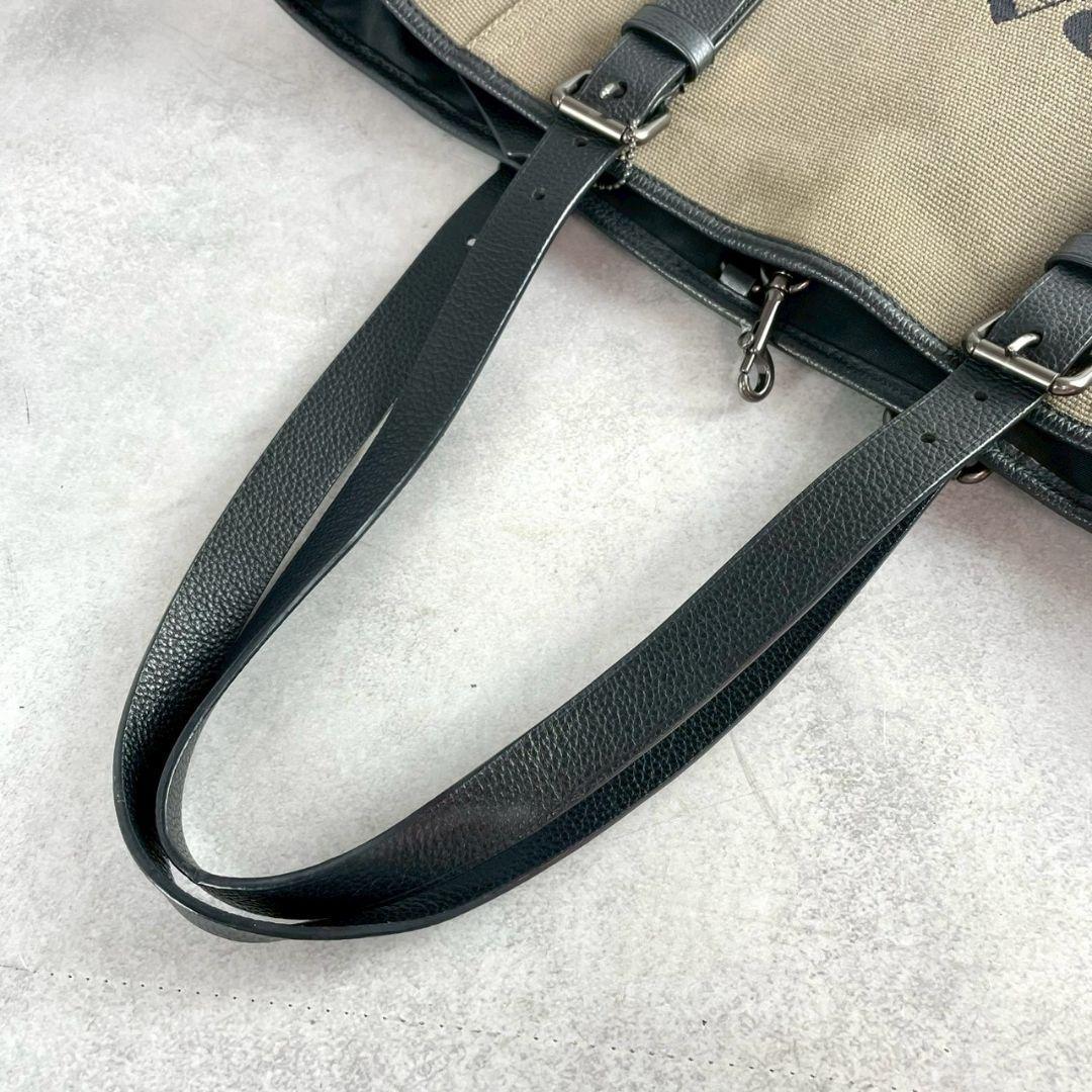 未使用級 レア コーチ トートバッグ レザー 大容量 A4 ロゴ カーキ 黒