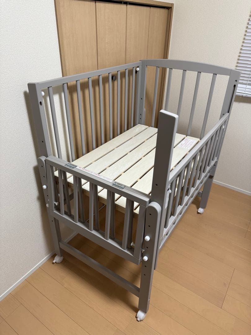 yamatoya ノモック Wオープン ハイタイプ ミニ ベビーベッド グレー