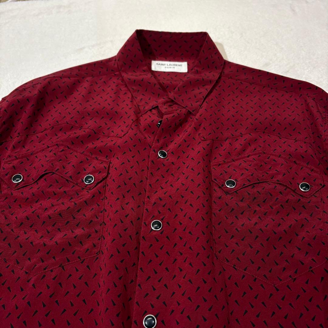 《美品》登坂広臣着用 Saint Laurent paris 総柄 シルクシャツ