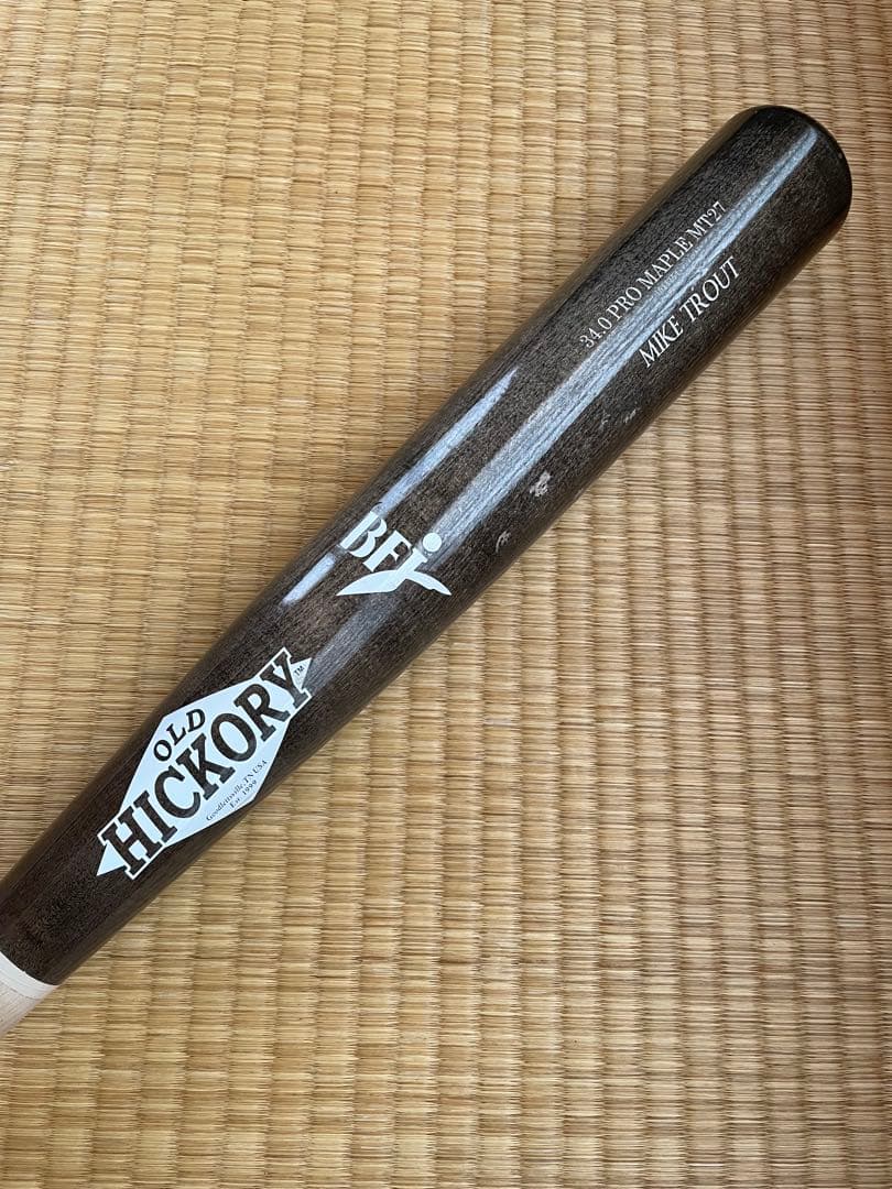 硬式木製バット　オールドヒッコリー　マイクトラウトモデル　BFJマーク有り