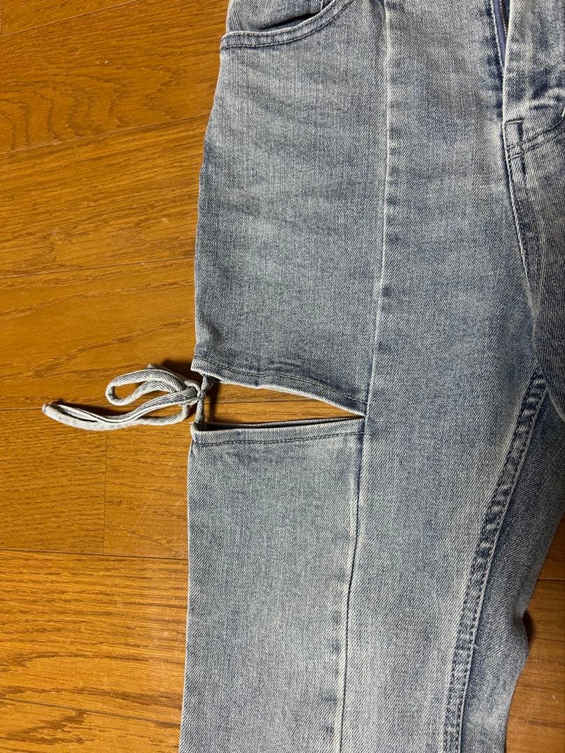 美品 RESEXXY カットアウトリボンデニムパンツ アイスブルー Sサイズ