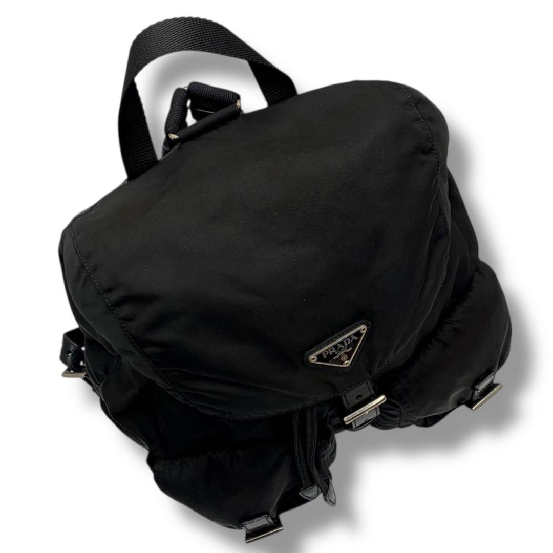 美品✨プラダ リュック 三角ロゴ テスートナイロン レザー ブラック 黒