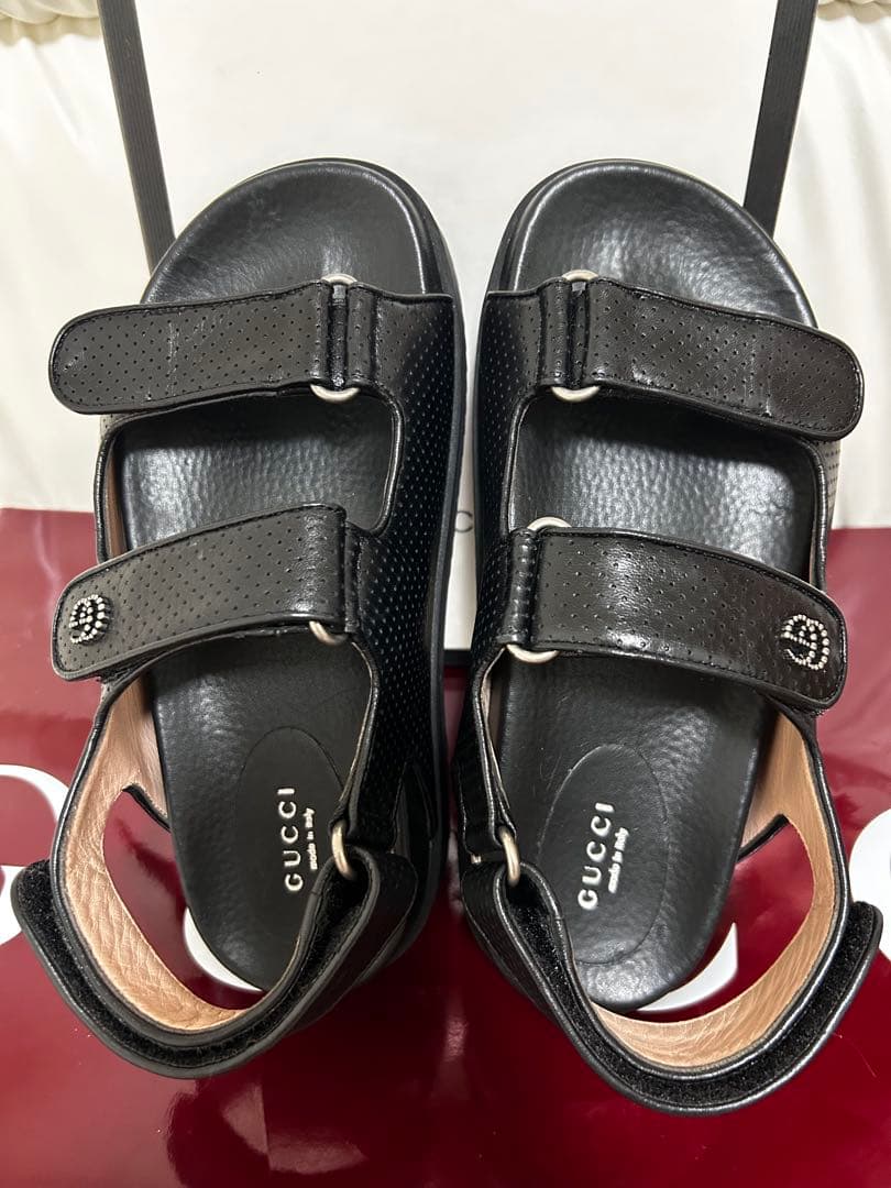 専用！美品GUCCI ブラック サンダル ベルクロ レザー サイズ36ハーフ