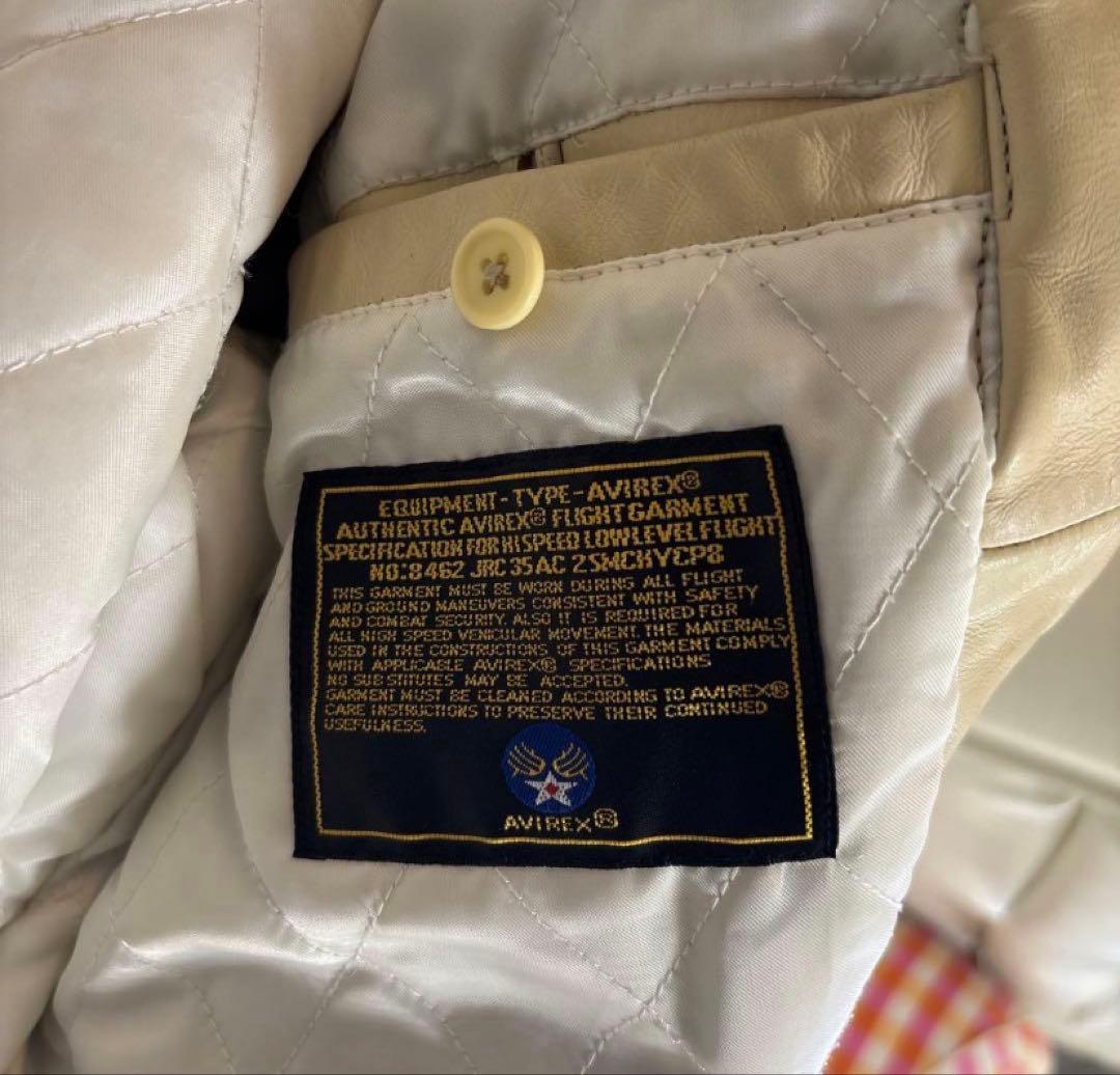 AVIREX VARSITY LEATHER JACKET クリーム