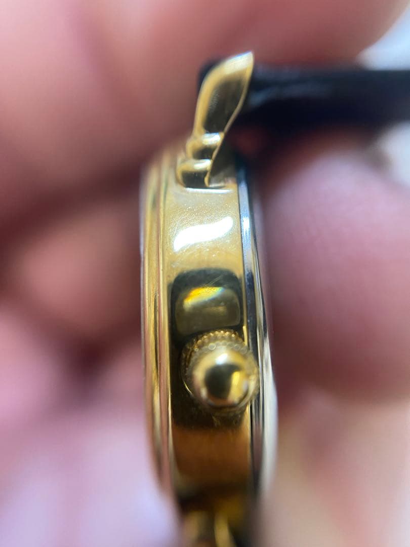 CELINE ネイビー レザー アナログ時計