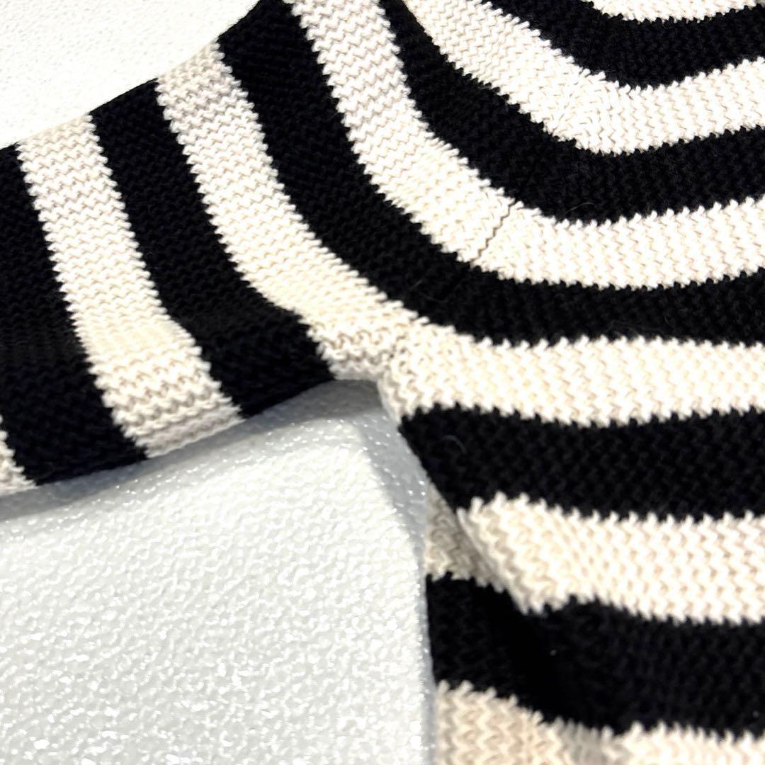 【美品/L】フェラガモ　ボーダー　ニットジャケット　ロングカーディガン　イタリア