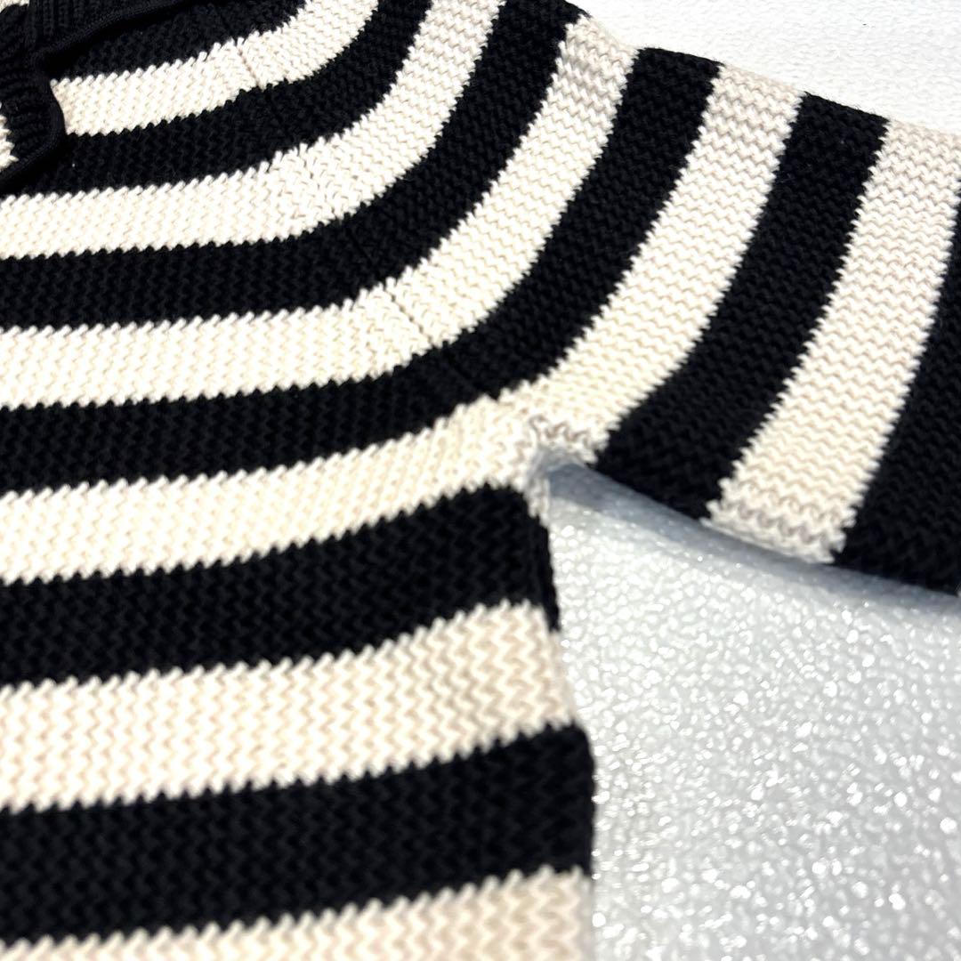 【美品/L】フェラガモ　ボーダー　ニットジャケット　ロングカーディガン　イタリア