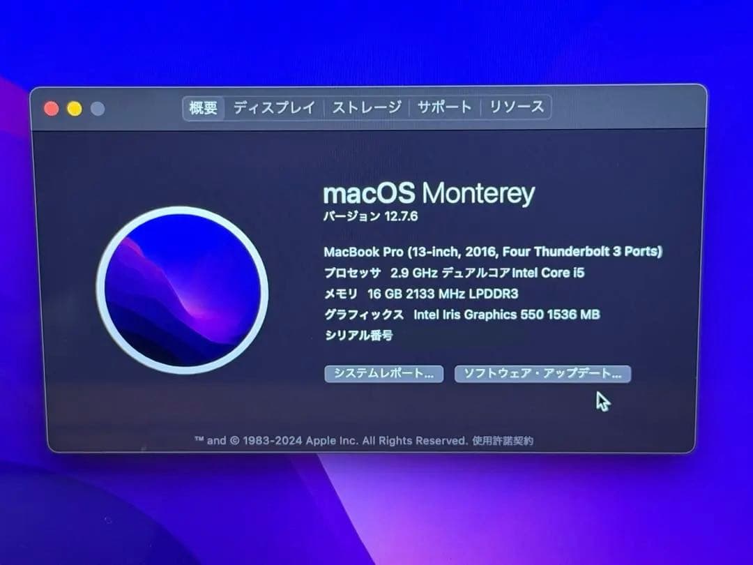 MacBook Pro 2016 13インチTouch Bar +ID ＊86
