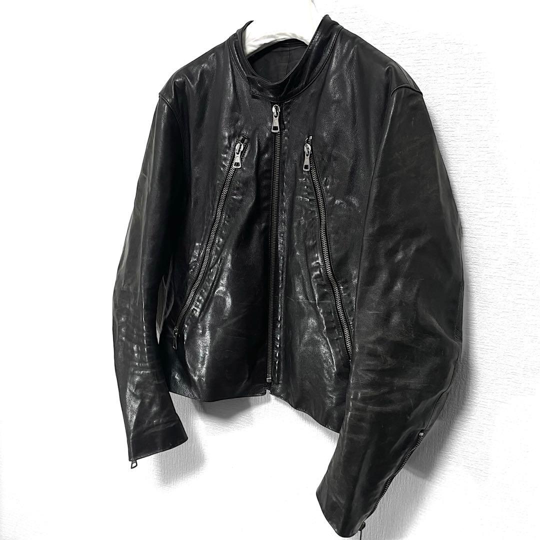 05ss/マルタンマルジェラ/ハの字ライダース/レザージャケット/52/黒